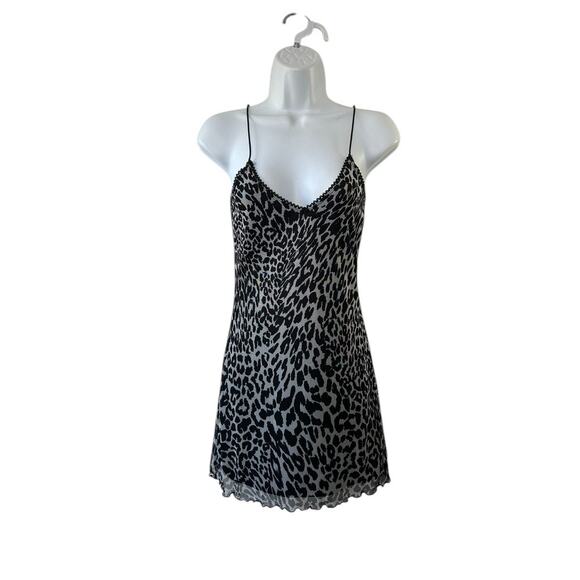 Garage Black and White Leopard Print Slip Dress Size Small - Picture 1 of 7